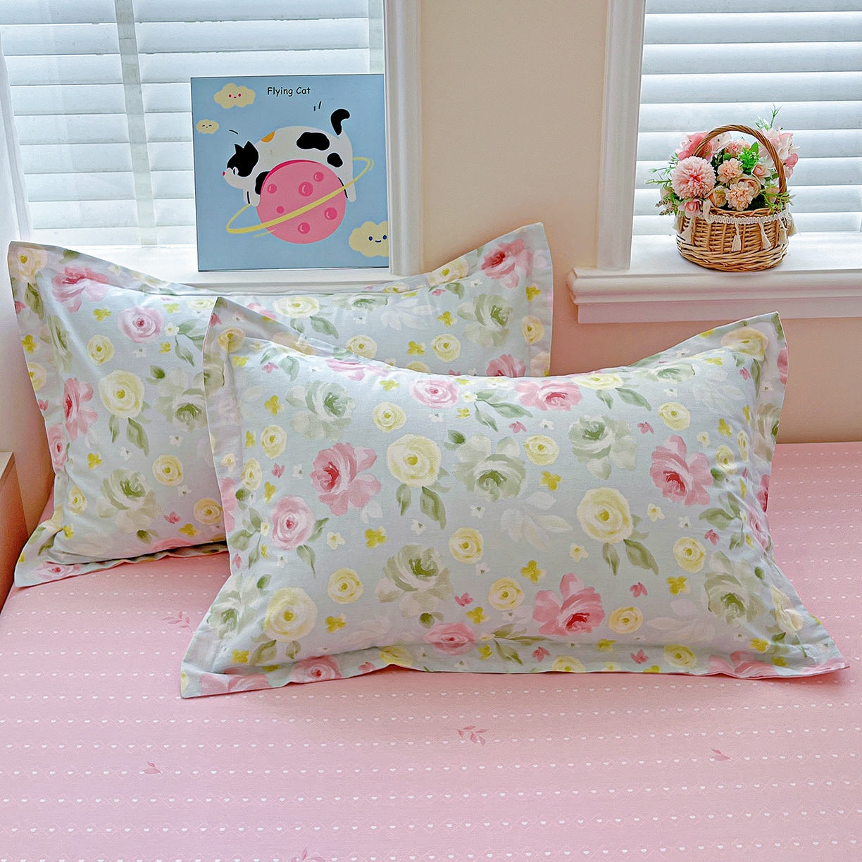 91家纺网 家纺一手货源 找家纺 恩泽家纺 2025新款加厚全棉纯棉印花系列枕套单件-单枕套 满园芬芳