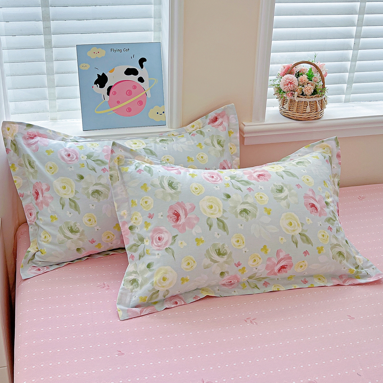 91家纺网 家纺一手货源 找家纺 恩泽家纺 2025新款加厚全棉纯棉印花系列枕套单件-单枕套 满园芬芳