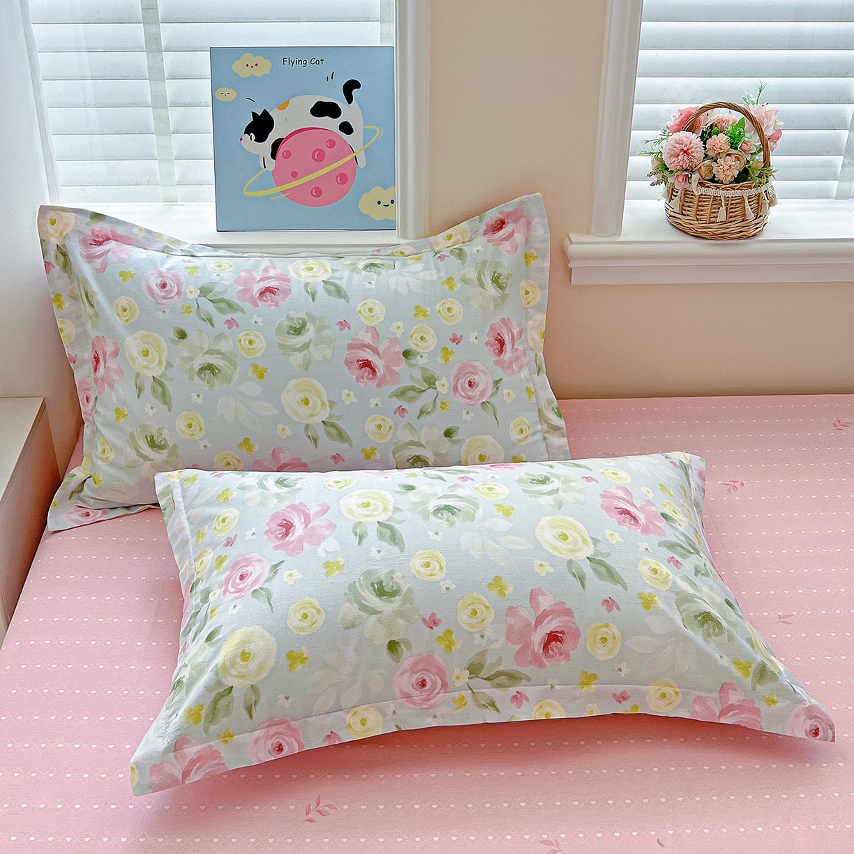 91家纺网 家纺一手货源 找家纺 恩泽家纺 2025新款加厚全棉纯棉印花系列枕套单件-单枕套 满园芬芳