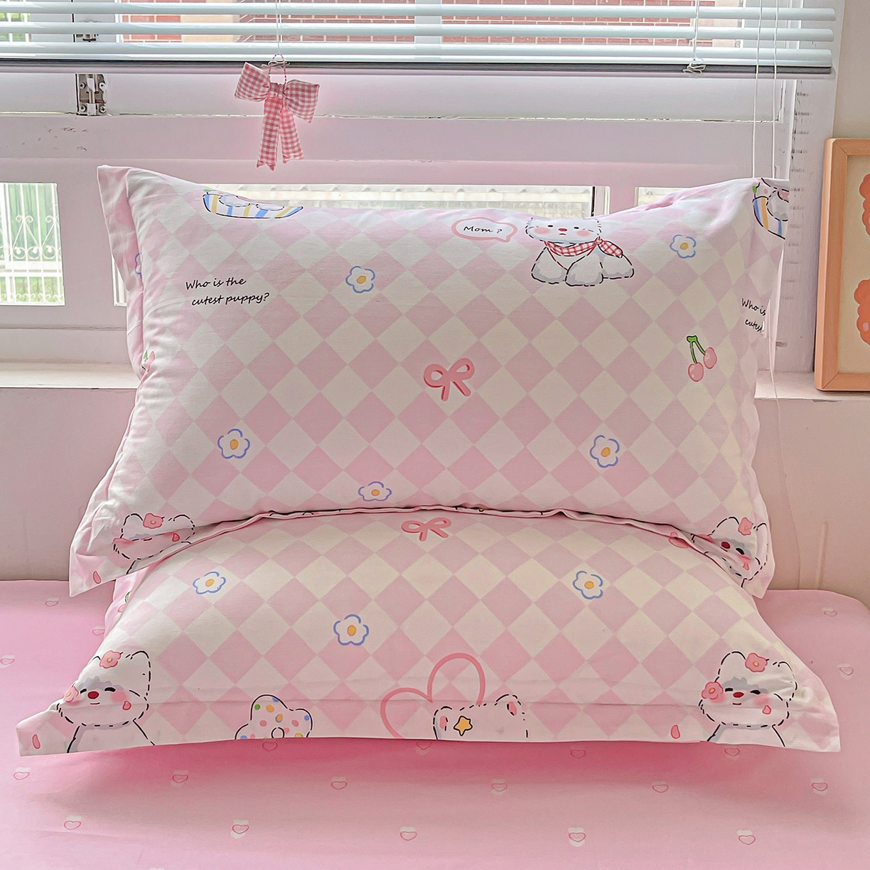 恩泽家纺 2025新款加厚全棉纯棉印花系列枕套单件-单枕套 萌宠世界