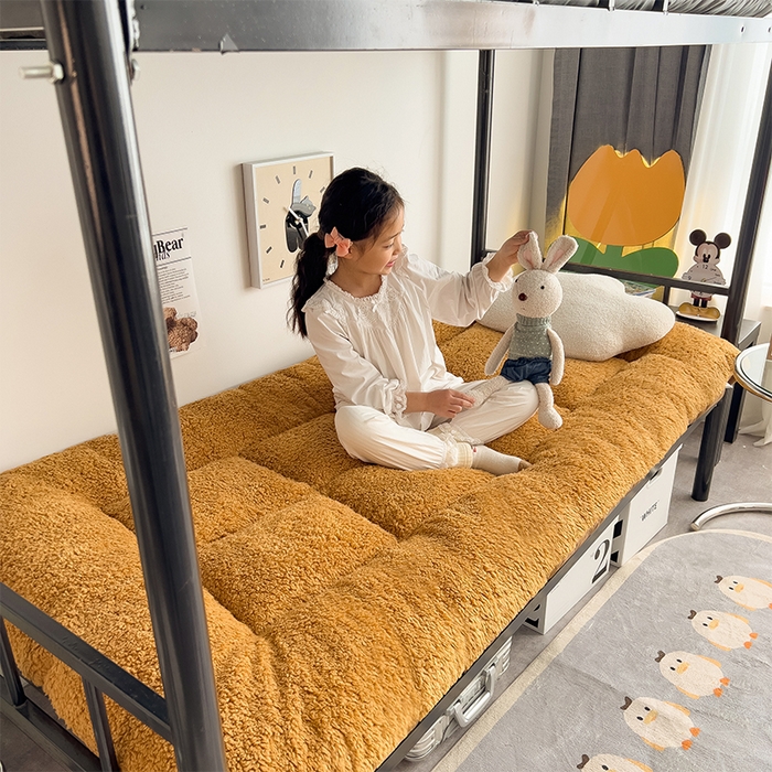 91家纺网 家纺一手货源 找家纺 缦纱 2025新款保暖羊羔绒暖冬床垫学生季宿舍床垫-学生床垫 咖啡色