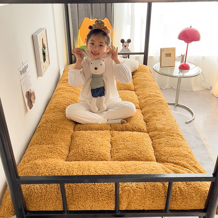 91家纺网 家纺一手货源 找家纺 缦纱 2025新款保暖羊羔绒暖冬床垫学生季宿舍床垫-学生床垫 咖啡色