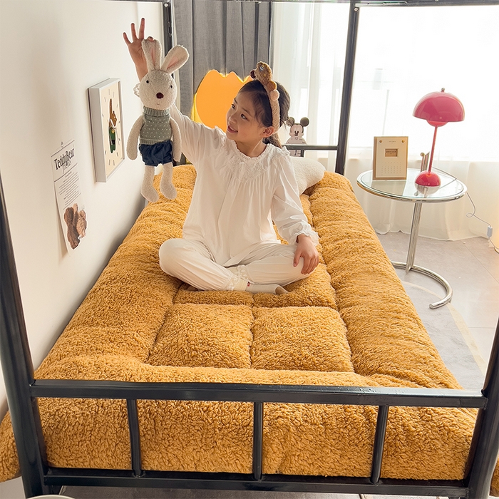 91家纺网 家纺一手货源 找家纺 缦纱 2025新款保暖羊羔绒暖冬床垫学生季宿舍床垫-学生床垫 咖啡色