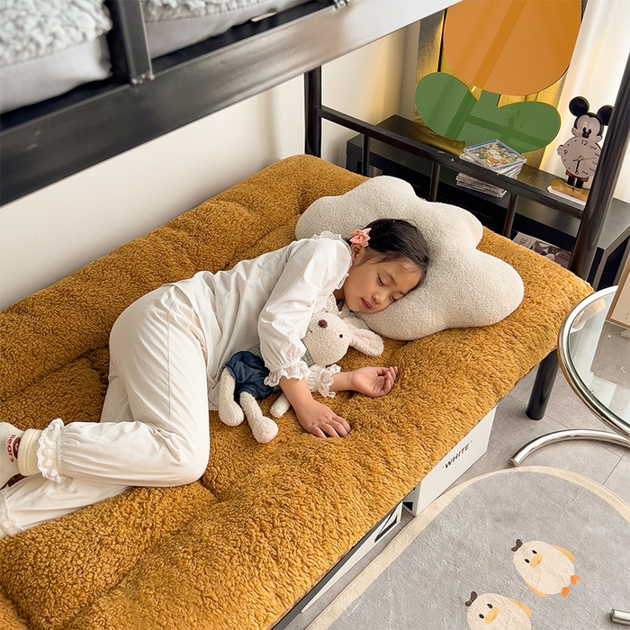 91家纺网 家纺一手货源 找家纺 缦纱 2025新款保暖羊羔绒暖冬床垫学生季宿舍床垫-学生床垫 咖啡色