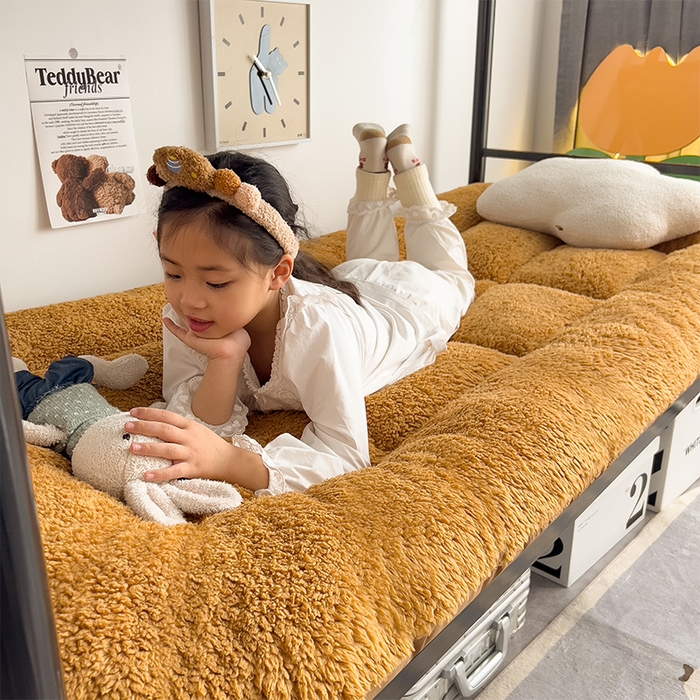 91家纺网 家纺一手货源 找家纺 缦纱 2025新款保暖羊羔绒暖冬床垫学生季宿舍床垫-学生床垫 咖啡色