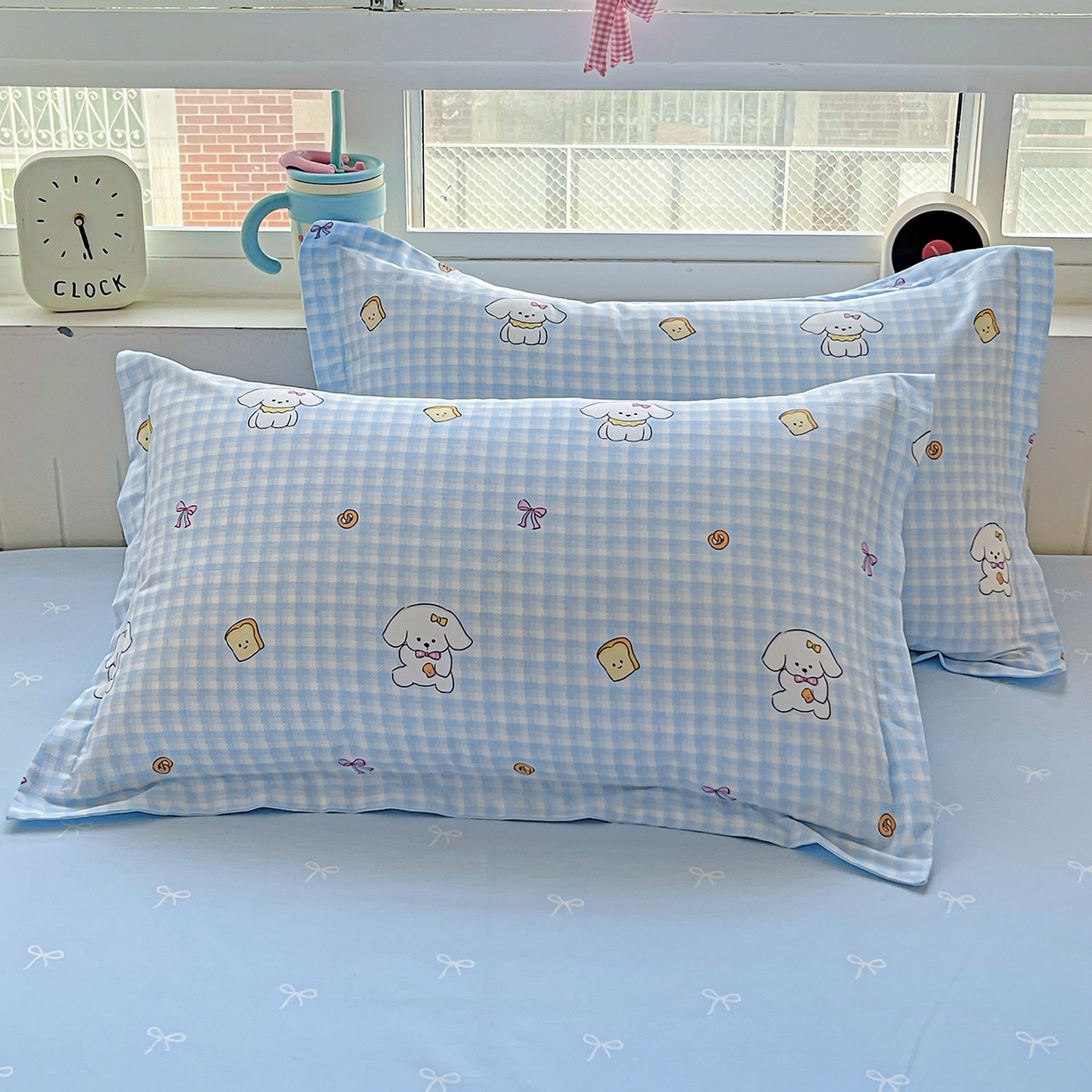 91家纺网 家纺一手货源 找家纺 恩泽家纺 2025新款加厚全棉纯棉印花系列枕套单件-单枕套 面包小狗