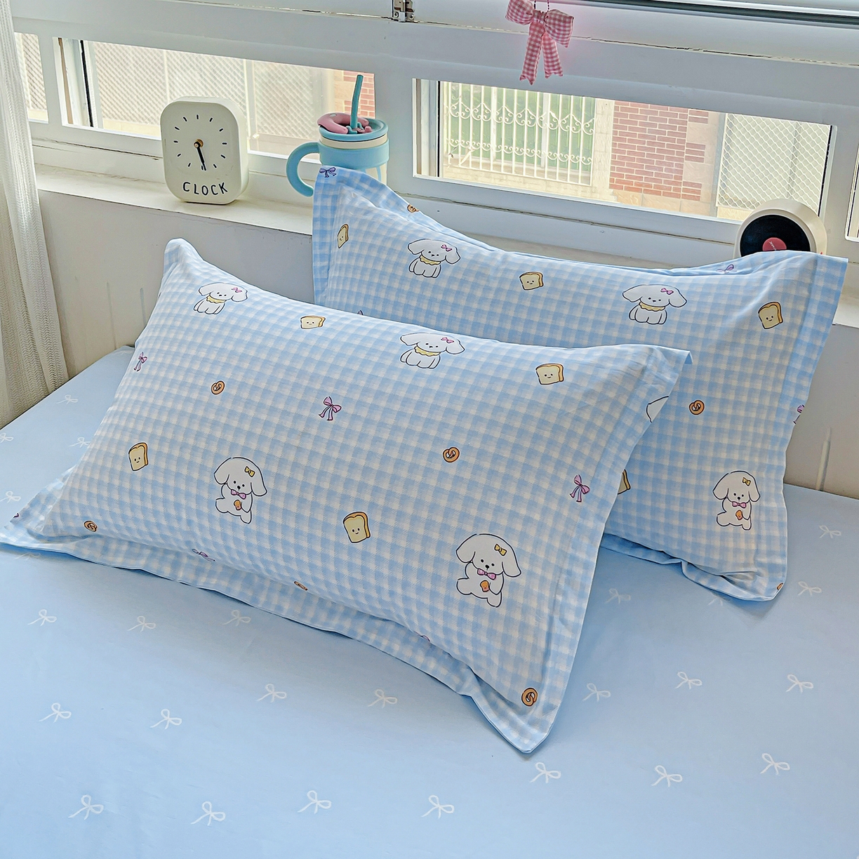 91家纺网 家纺一手货源 找家纺 恩泽家纺 2025新款加厚全棉纯棉印花系列枕套单件-单枕套 面包小狗