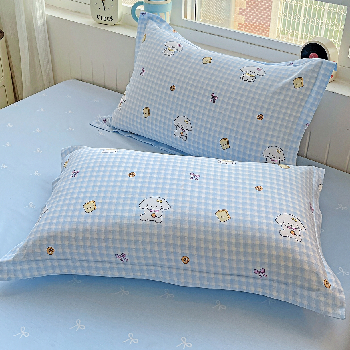 91家纺网 家纺一手货源 找家纺 恩泽家纺 2025新款加厚全棉纯棉印花系列枕套单件-单枕套 面包小狗