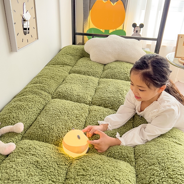 91家纺网 家纺一手货源 找家纺 缦纱 2025新款保暖羊羔绒暖冬床垫学生季宿舍床垫-学生床垫 绿色