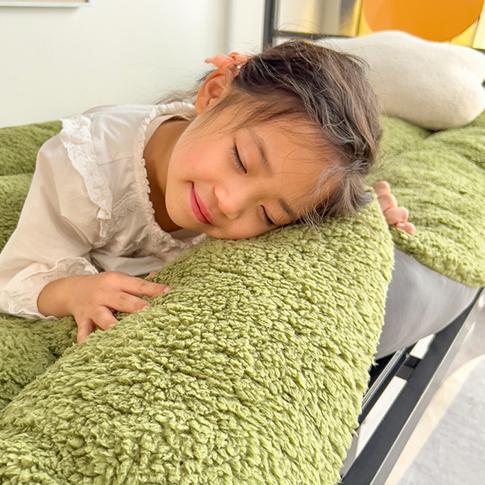 91家纺网 家纺一手货源 找家纺 缦纱 2025新款保暖羊羔绒暖冬床垫学生季宿舍床垫-学生床垫 绿色