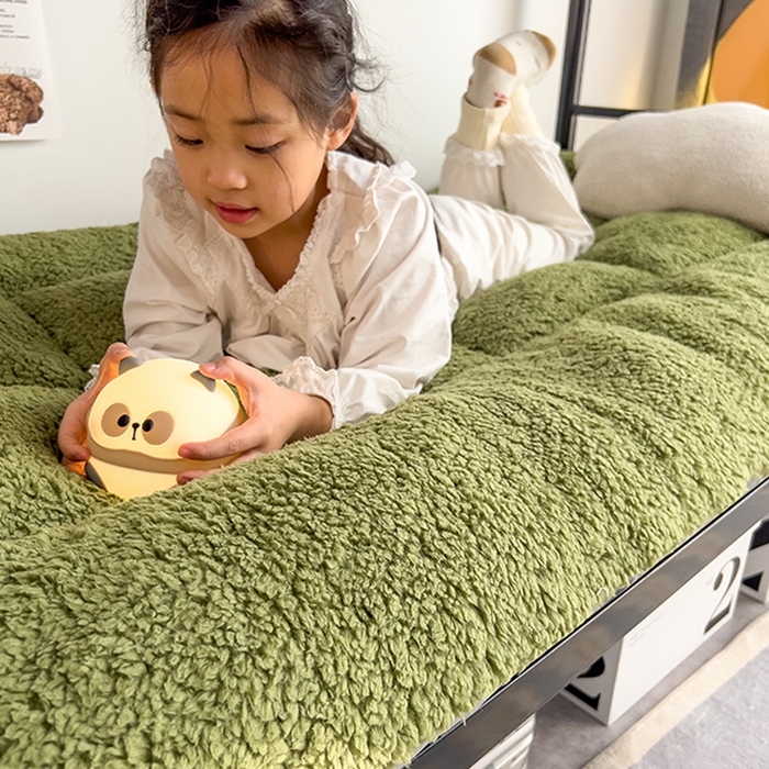 91家纺网 家纺一手货源 找家纺 缦纱 2025新款保暖羊羔绒暖冬床垫学生季宿舍床垫-学生床垫 绿色