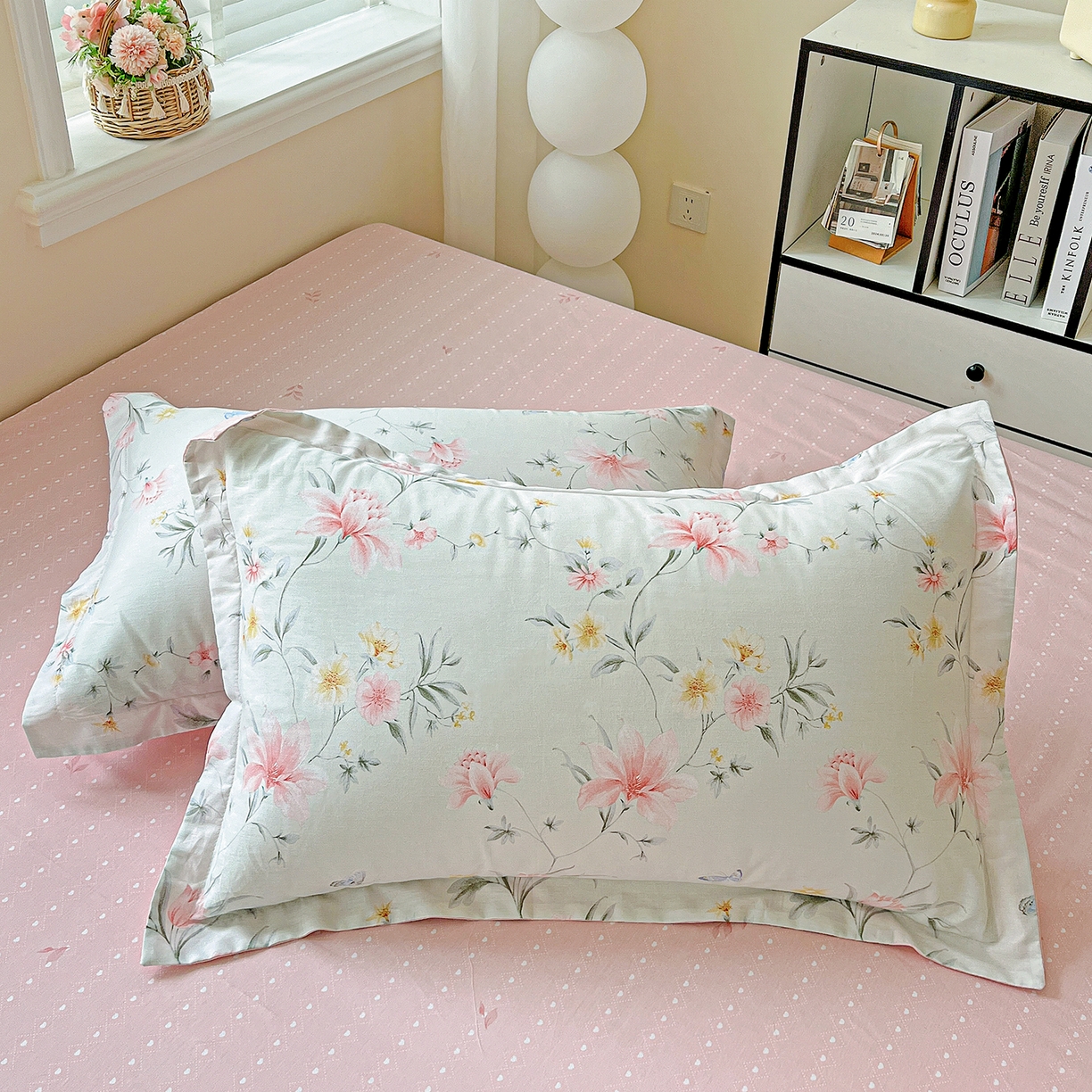 91家纺网 家纺一手货源 找家纺 恩泽家纺 2025新款加厚全棉纯棉印花系列枕套单件-单枕套 沐春风