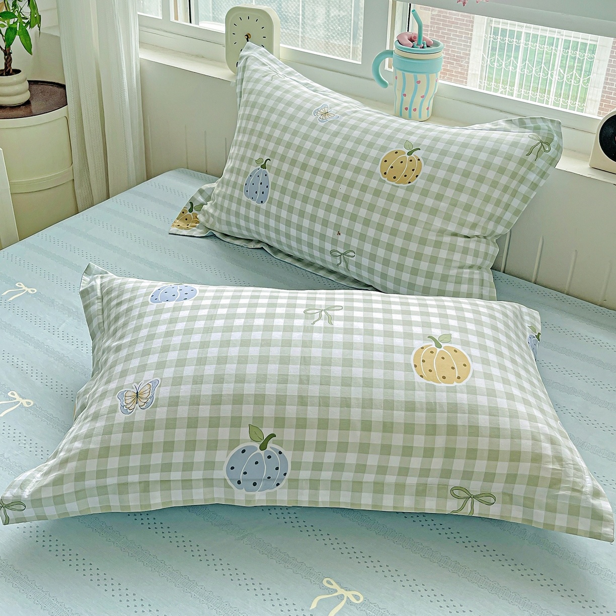 91家纺网 家纺一手货源 找家纺 恩泽家纺 2025新款加厚全棉纯棉印花系列枕套单件-单枕套 南瓜小贝