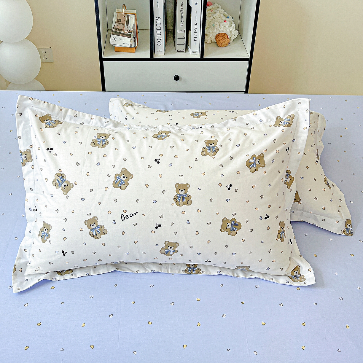 91家纺网 家纺一手货源 找家纺 恩泽家纺 2025新款加厚全棉纯棉印花系列枕套单件-单枕套 天使熊