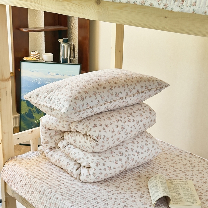 91家纺网 家纺一手货源 找家纺 梦莱斯2025新款皱皱棉学生款床盖三件套 水墨嫣然