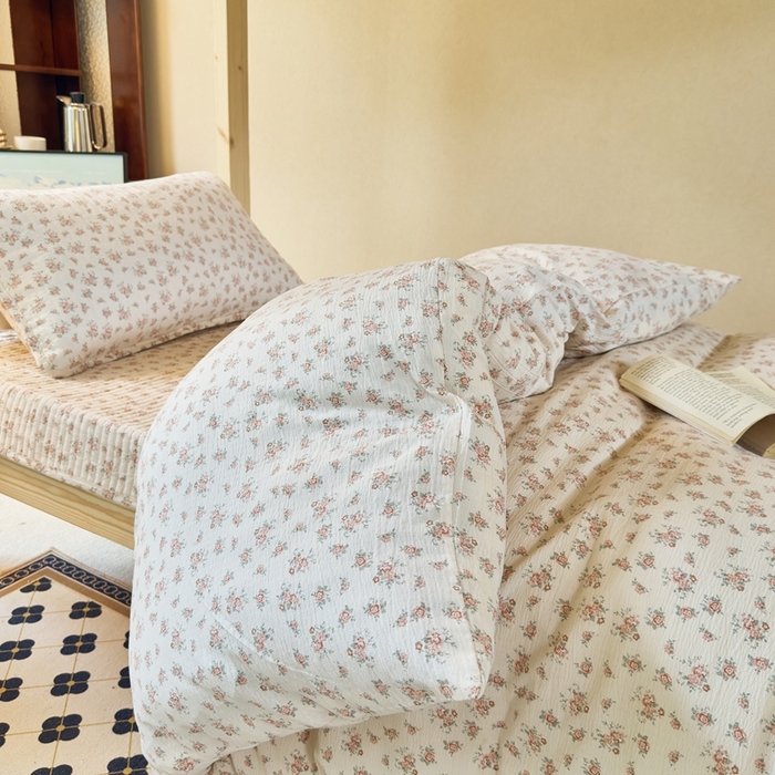 91家纺网 家纺一手货源 找家纺 梦莱斯2025新款皱皱棉学生款床盖三件套 水墨嫣然