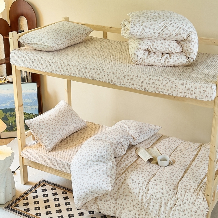 91家纺网 家纺一手货源 找家纺 梦莱斯2025新款皱皱棉学生款床盖三件套 水墨嫣然