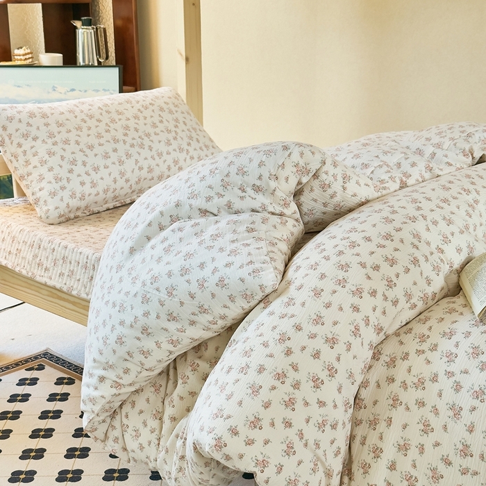 91家纺网 家纺一手货源 找家纺 梦莱斯2025新款皱皱棉学生款床盖三件套 水墨嫣然