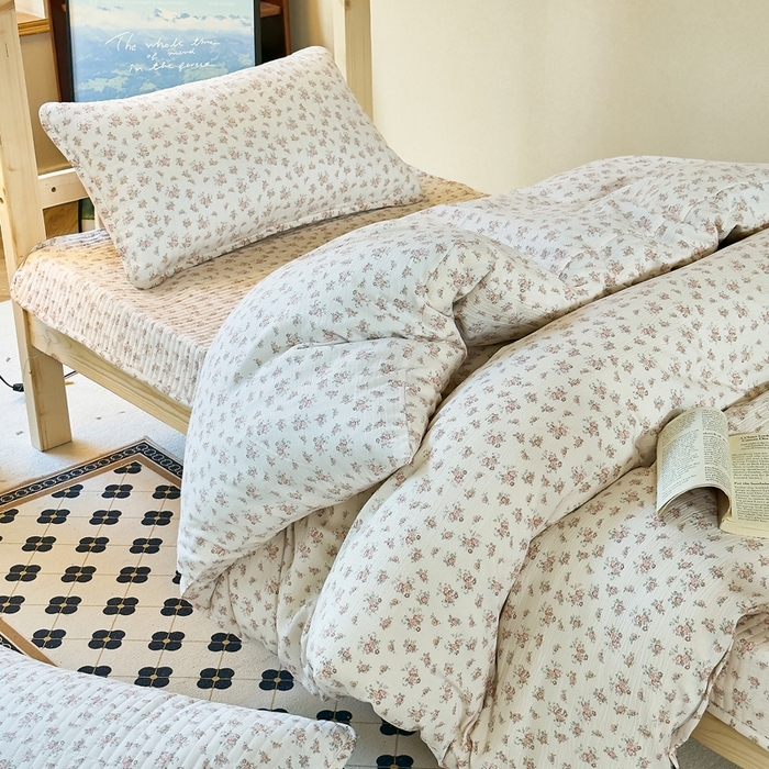 91家纺网 家纺一手货源 找家纺 梦莱斯2025新款皱皱棉学生款床盖三件套 水墨嫣然