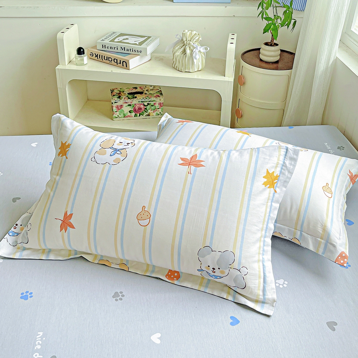 91家纺网 家纺一手货源 找家纺 恩泽家纺 2025新款加厚全棉纯棉印花系列枕套单件-单枕套 甜美派