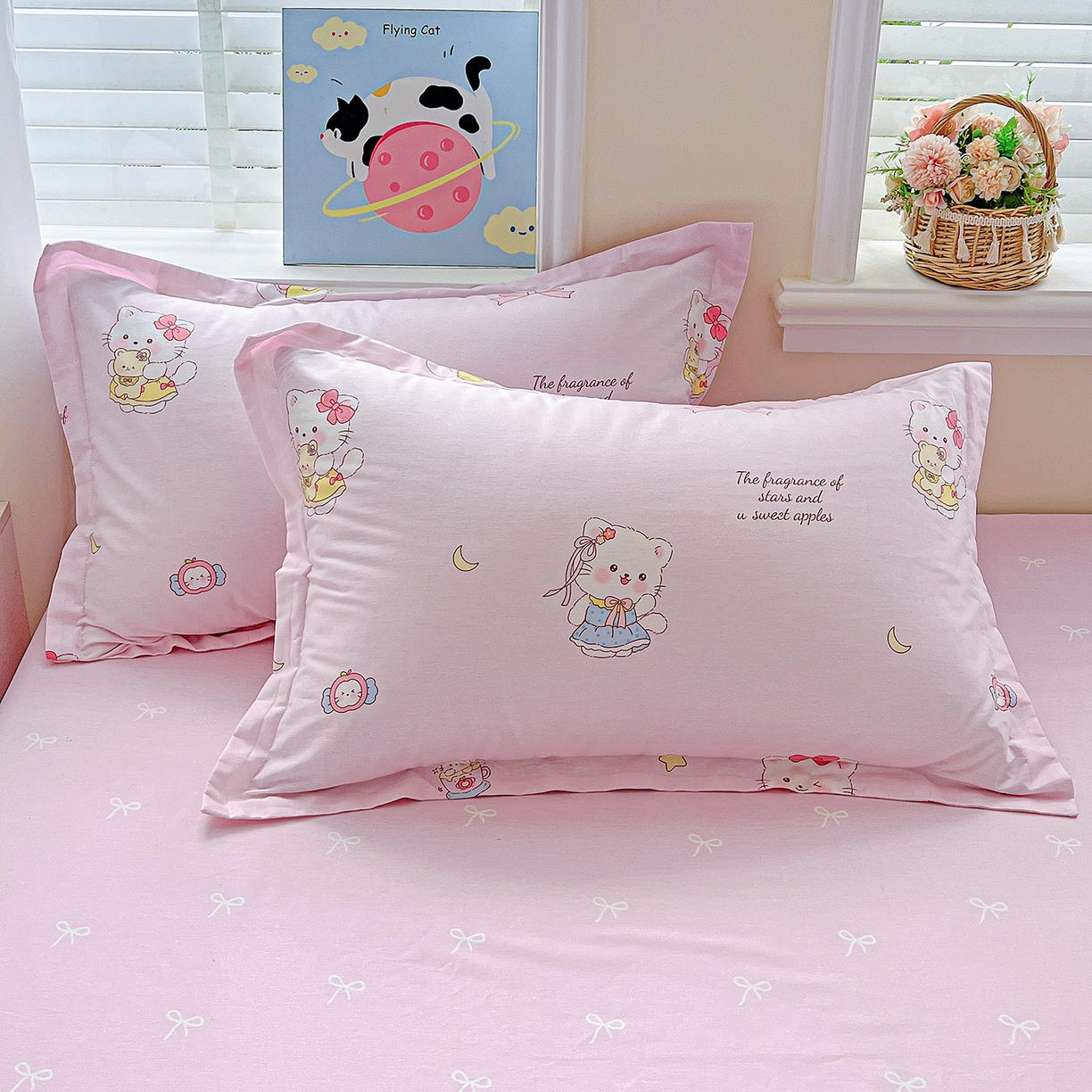 91家纺网 家纺一手货源 找家纺 恩泽家纺 2025新款加厚全棉纯棉印花系列枕套单件-单枕套 甜心玩伴