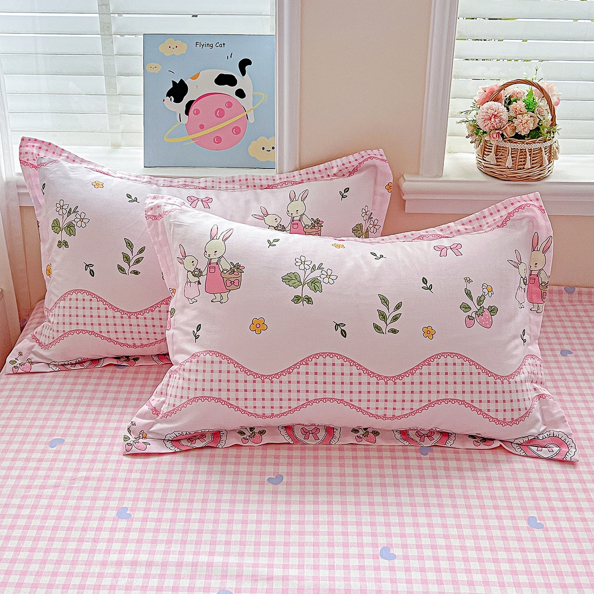 91家纺网 家纺一手货源 找家纺 恩泽家纺 2025新款加厚全棉纯棉印花系列枕套单件-单枕套 唯美