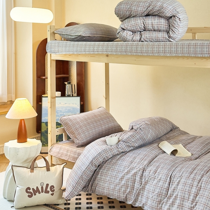 91家纺网 家纺一手货源 找家纺 梦莱斯2025新款皱皱棉学生款床盖三件套 至尚