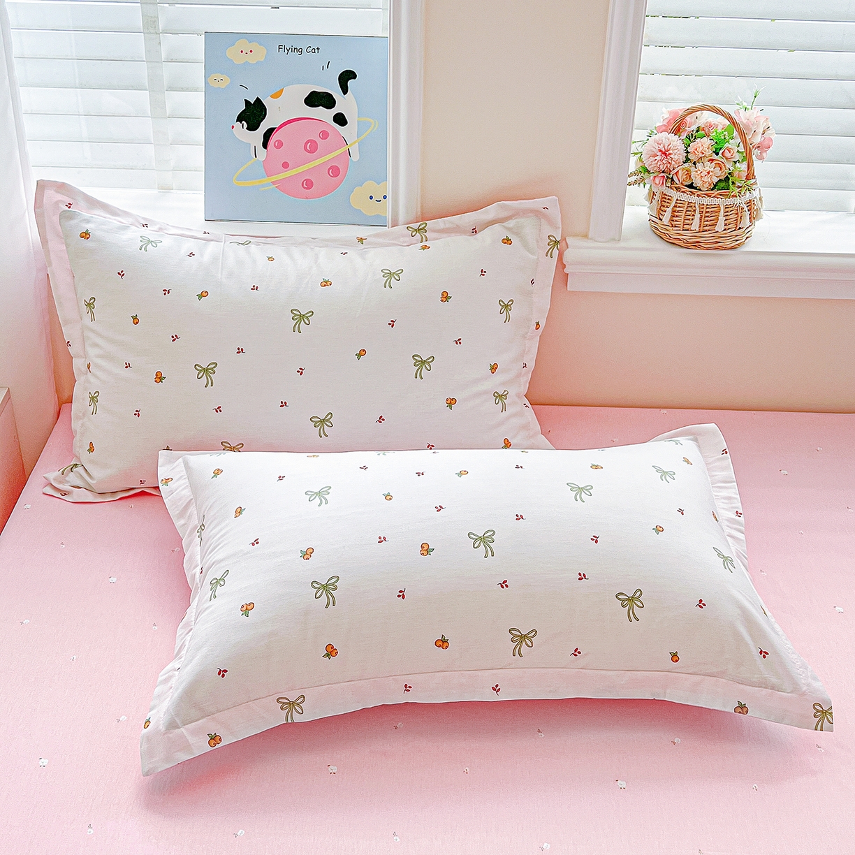 91家纺网 家纺一手货源 找家纺 恩泽家纺 2025新款加厚全棉纯棉印花系列枕套单件-单枕套 小清新