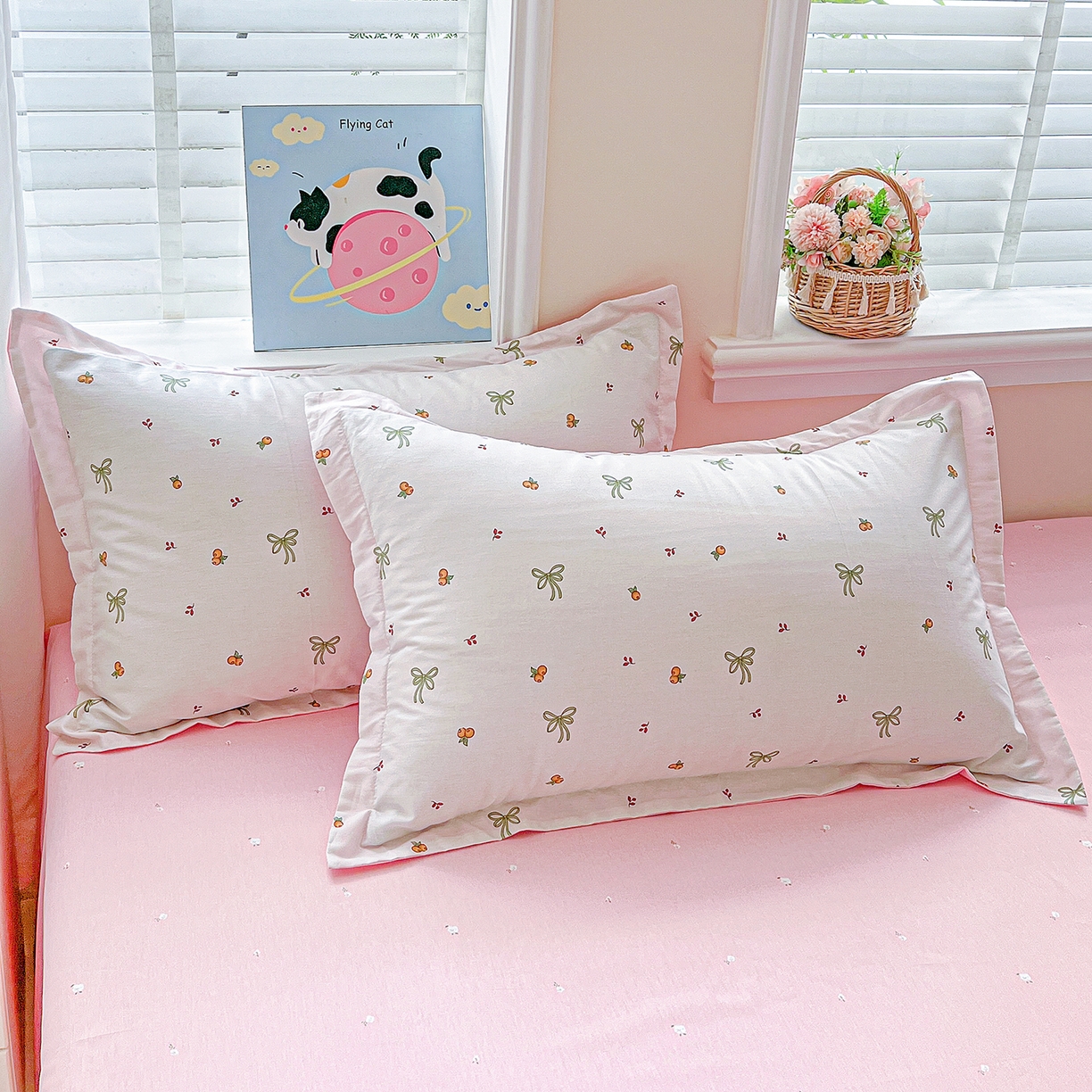 91家纺网 家纺一手货源 找家纺 恩泽家纺 2025新款加厚全棉纯棉印花系列枕套单件-单枕套 小清新