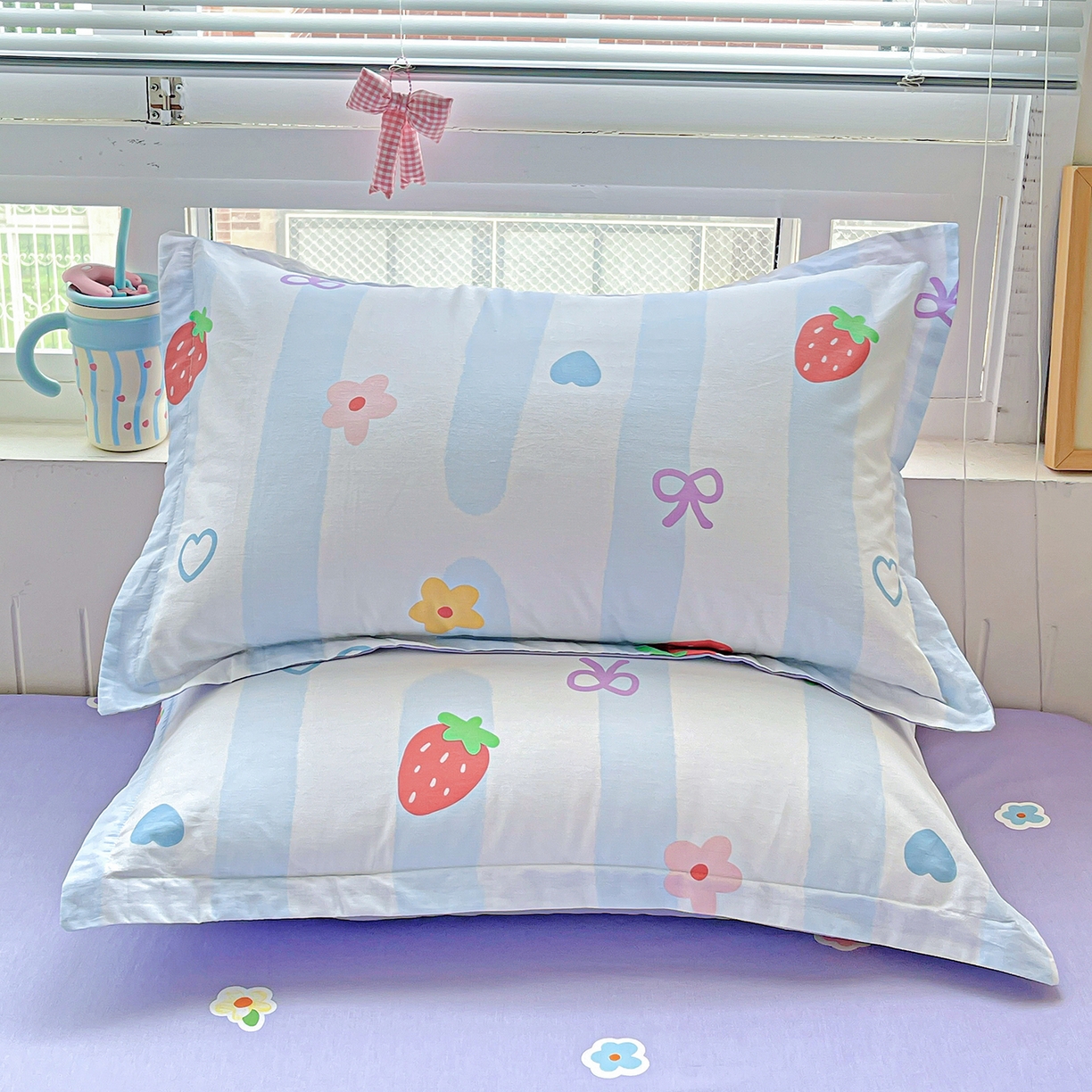 恩泽家纺 2025新款加厚全棉纯棉印花系列枕套单件-单枕套 心之恋