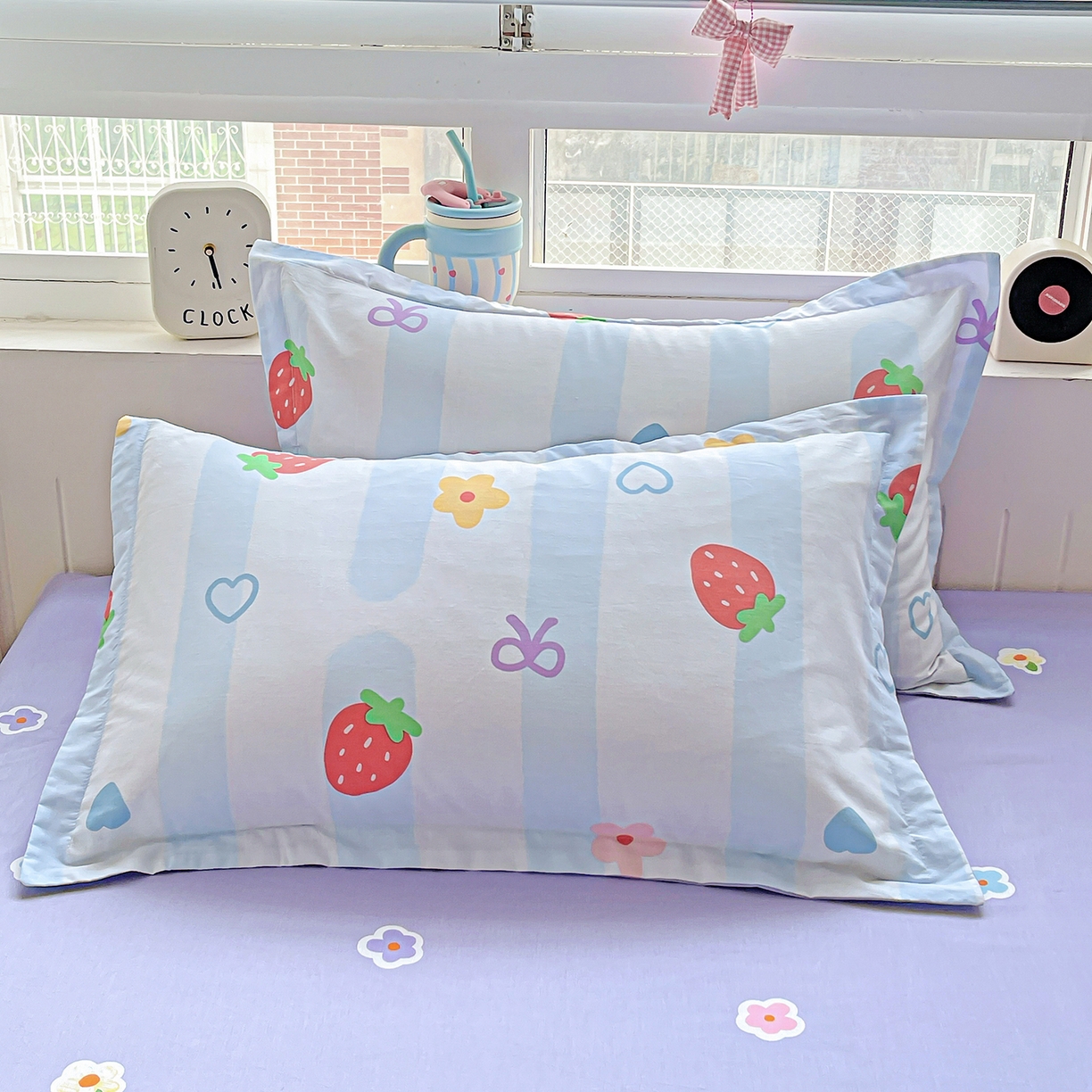 91家纺网 家纺一手货源 找家纺 恩泽家纺 2025新款加厚全棉纯棉印花系列枕套单件-单枕套 心之恋