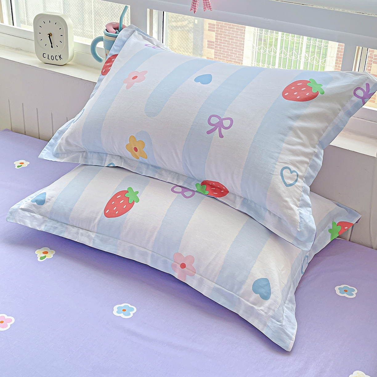 91家纺网 家纺一手货源 找家纺 恩泽家纺 2025新款加厚全棉纯棉印花系列枕套单件-单枕套 心之恋