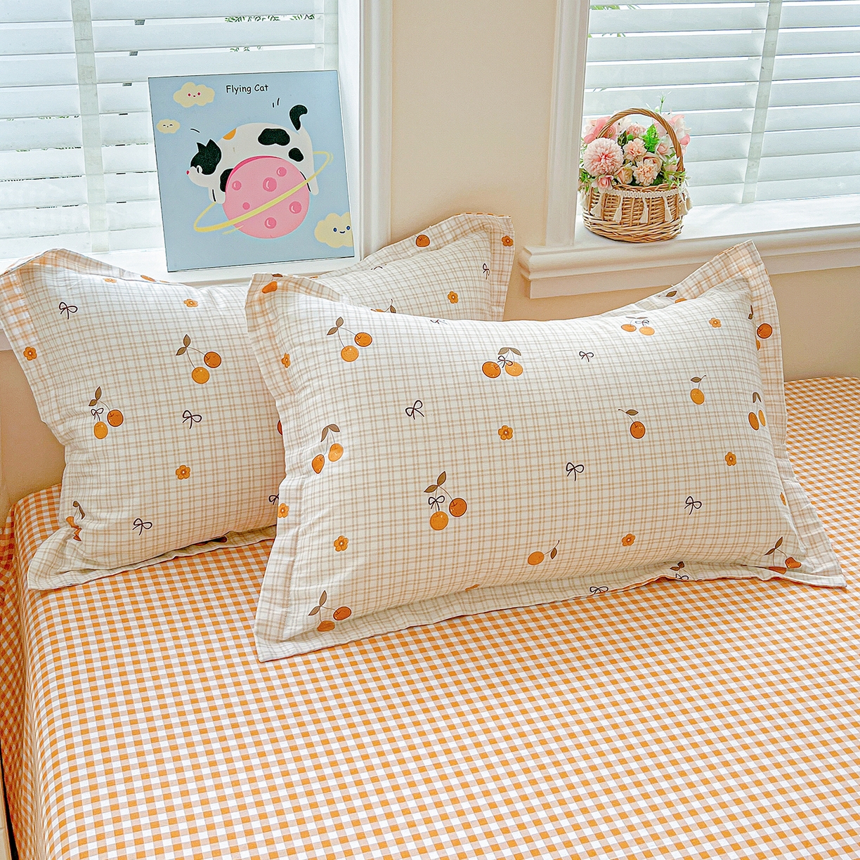 91家纺网 家纺一手货源 找家纺 恩泽家纺 2025新款加厚全棉纯棉印花系列枕套单件-单枕套 樱桃