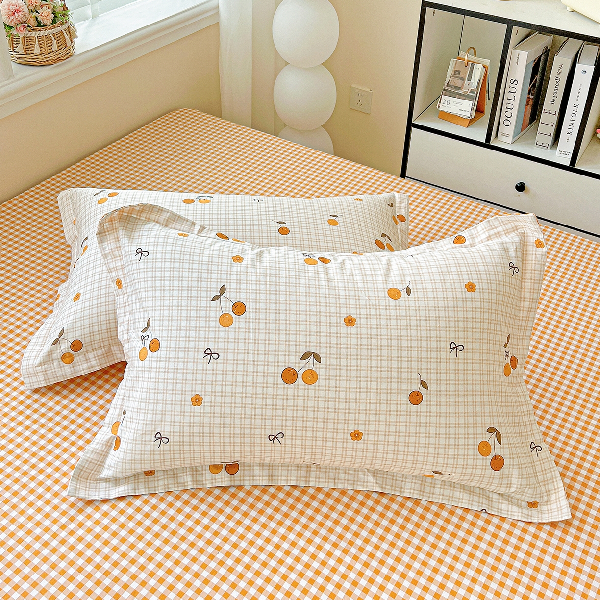 91家纺网 家纺一手货源 找家纺 恩泽家纺 2025新款加厚全棉纯棉印花系列枕套单件-单枕套 樱桃