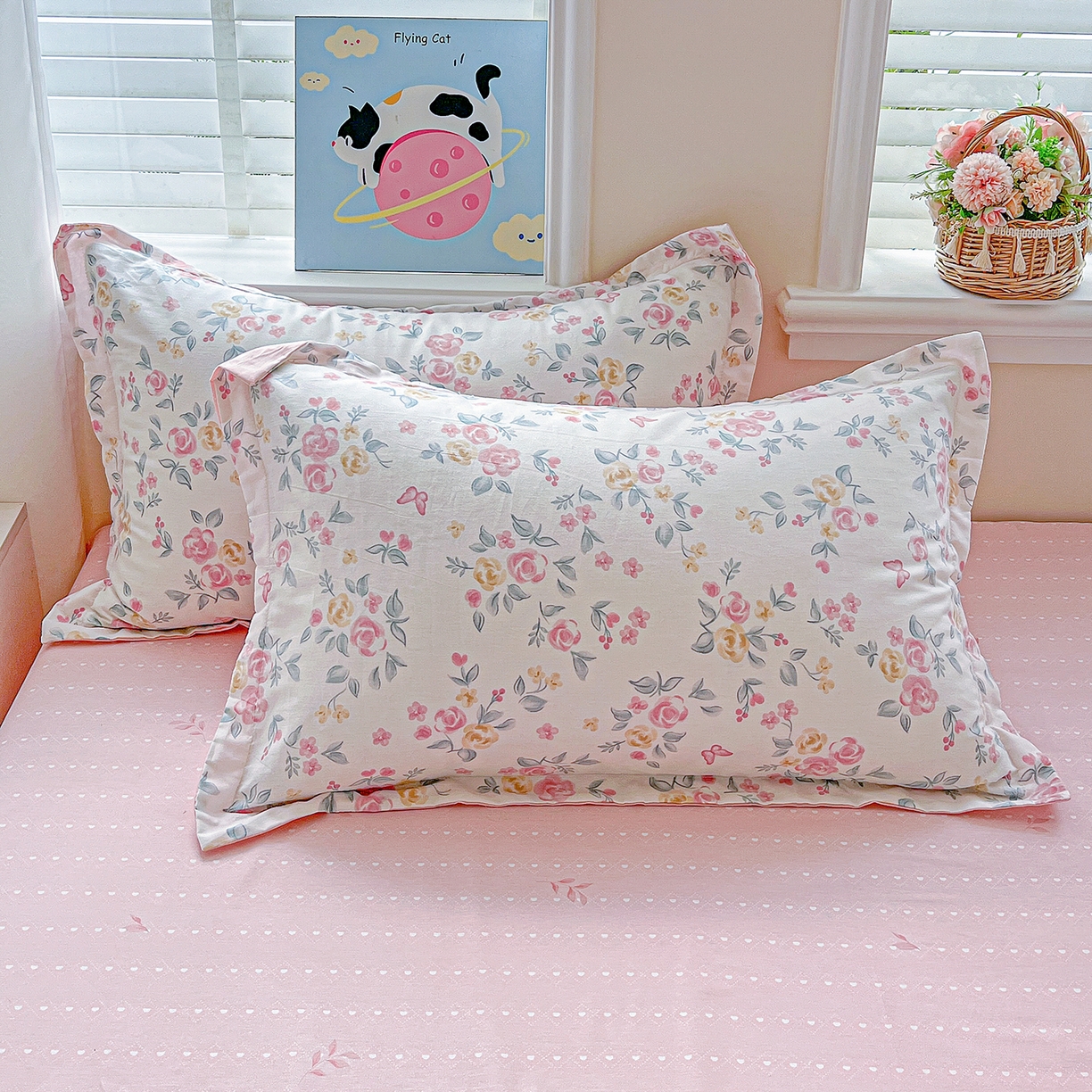 91家纺网 家纺一手货源 找家纺 恩泽家纺 2025新款加厚全棉纯棉印花系列枕套单件-单枕套 遇见浪漫