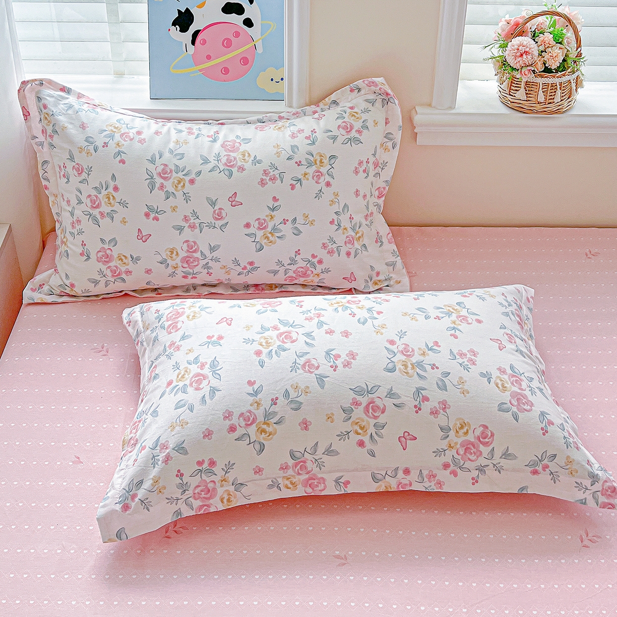 91家纺网 家纺一手货源 找家纺 恩泽家纺 2025新款加厚全棉纯棉印花系列枕套单件-单枕套 遇见浪漫