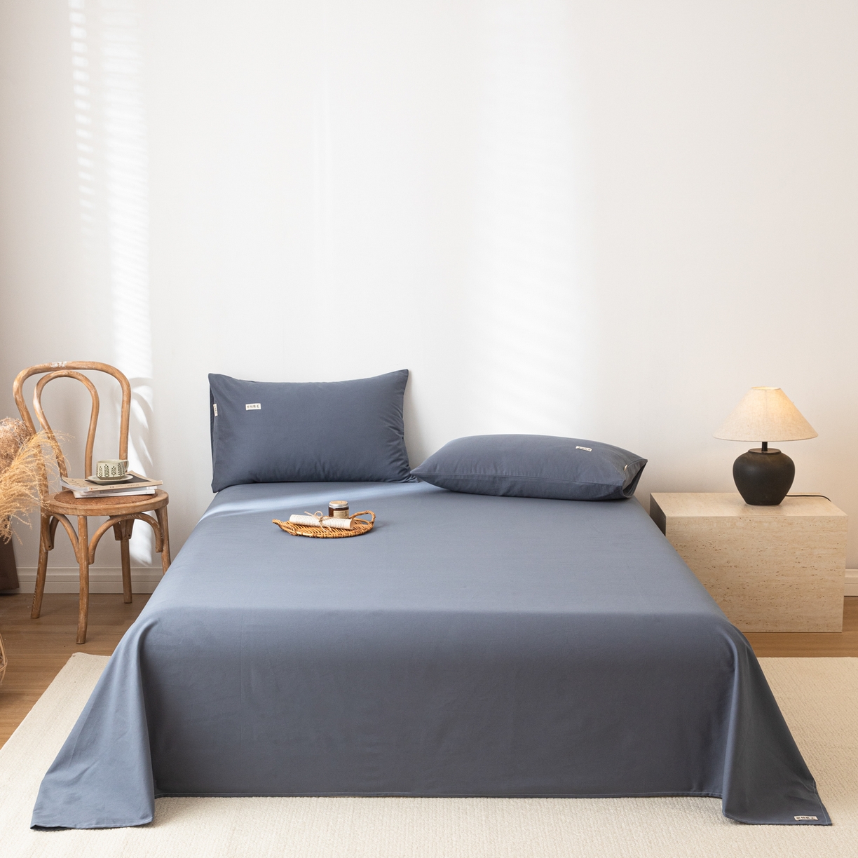 91家纺网 家纺一手货源 找家纺 眠博士 2025新款纯色全棉纯棉磨毛床单单品床单床单单件 磨毛床单-陶瓷深蓝