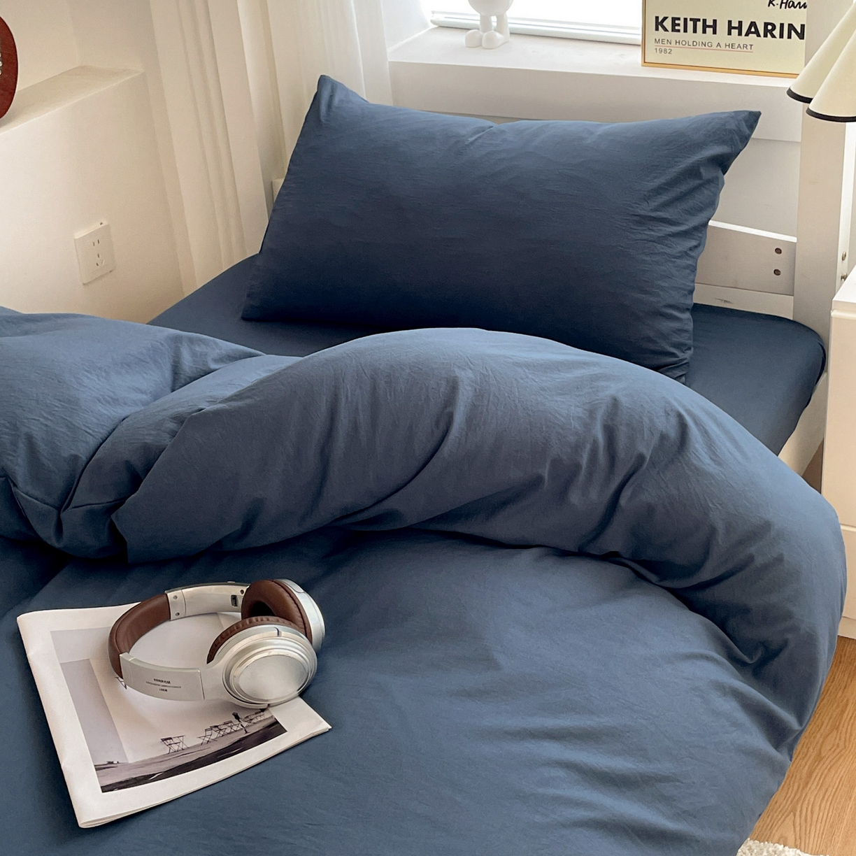 91家纺网 家纺一手货源 找家纺 （总）纽缦家纺 2025新款纯色水洗亲柔棉三件套宿舍三件套上下铺三件套