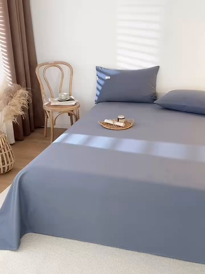 91家纺网 家纺一手货源 找家纺 眠博士 2025新款纯色全棉纯棉磨毛床单单品床单床单单件 磨毛床单-陶瓷深蓝