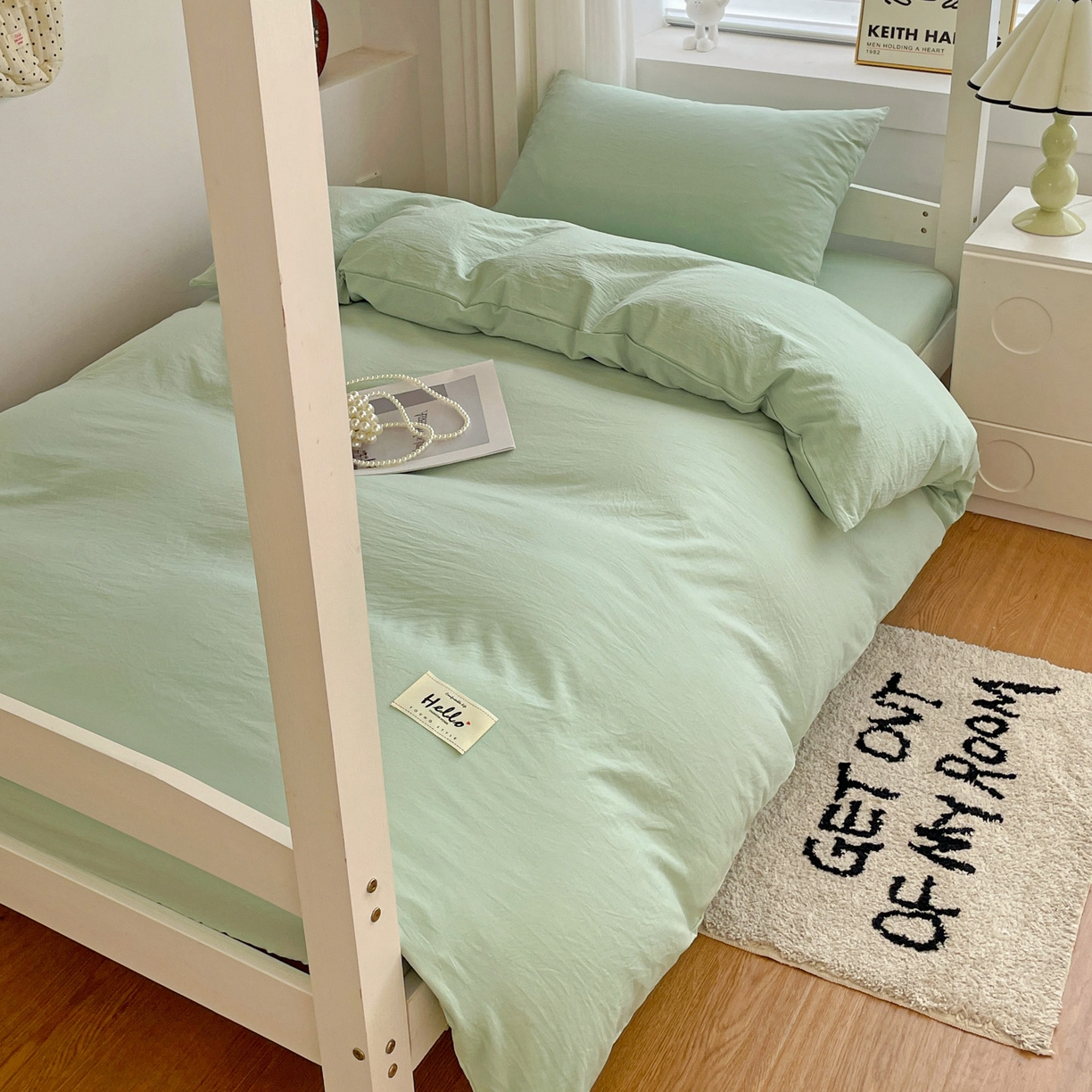 91家纺网 家纺一手货源 找家纺 （总）纽缦家纺 2025新款纯色水洗亲柔棉三件套宿舍三件套上下铺三件套