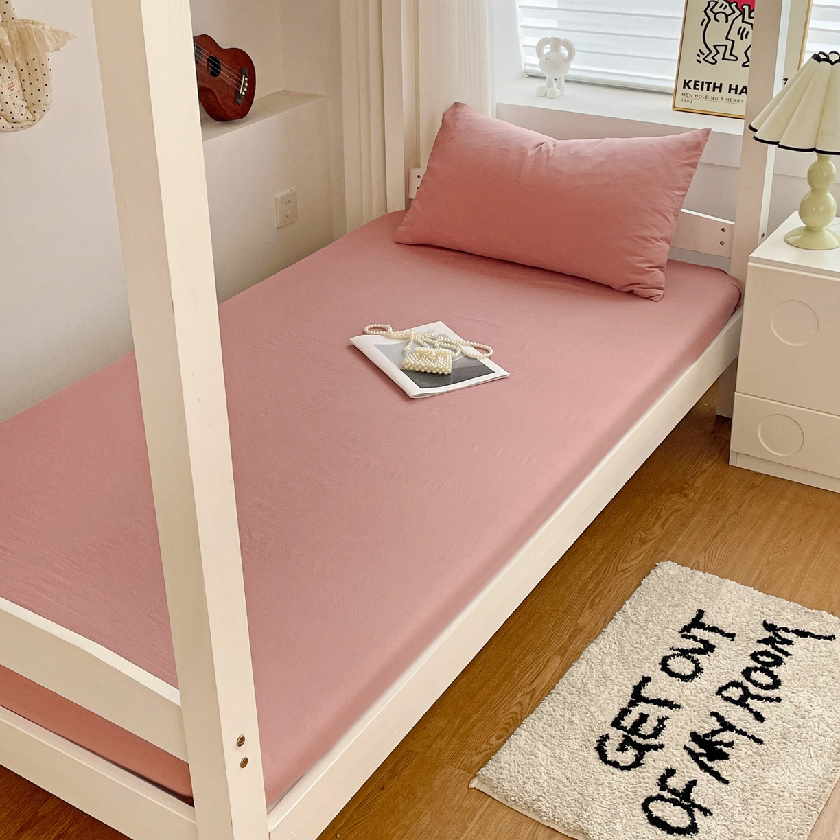 91家纺网 家纺一手货源 找家纺 纽缦家纺 2025新款纯色水洗亲柔棉三件套宿舍三件套上下铺三件套 豆沙