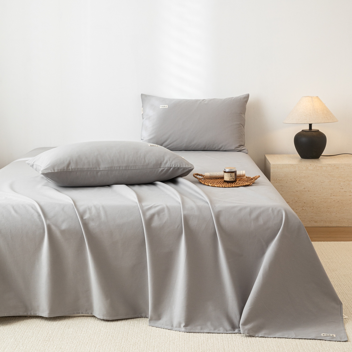 眠博士 2025新款纯色全棉纯棉磨毛床单单品床单床单单件 磨毛床单-陶瓷浅灰