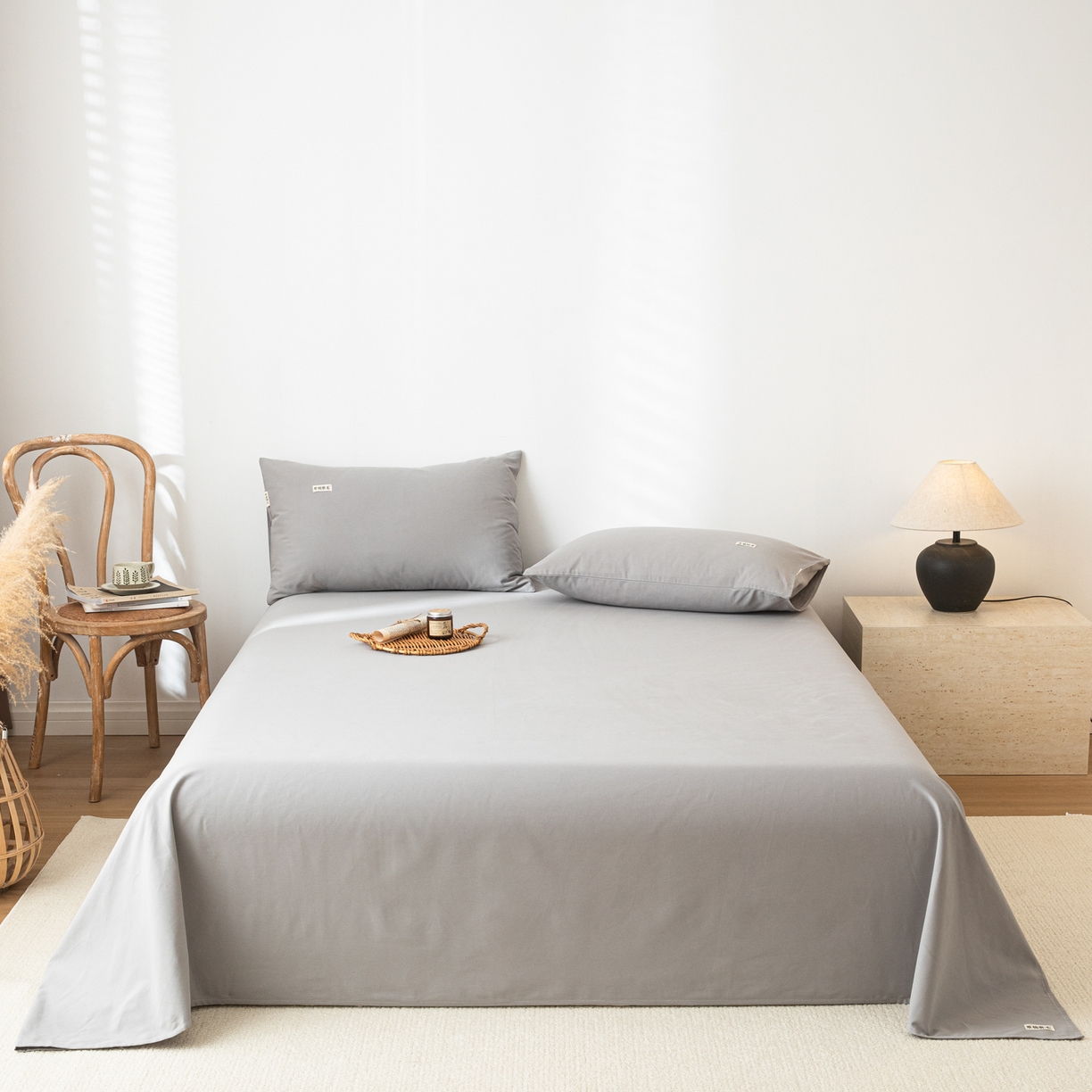 91家纺网 家纺一手货源 找家纺 眠博士 2025新款纯色全棉纯棉磨毛床单单品床单床单单件 磨毛床单-陶瓷浅灰