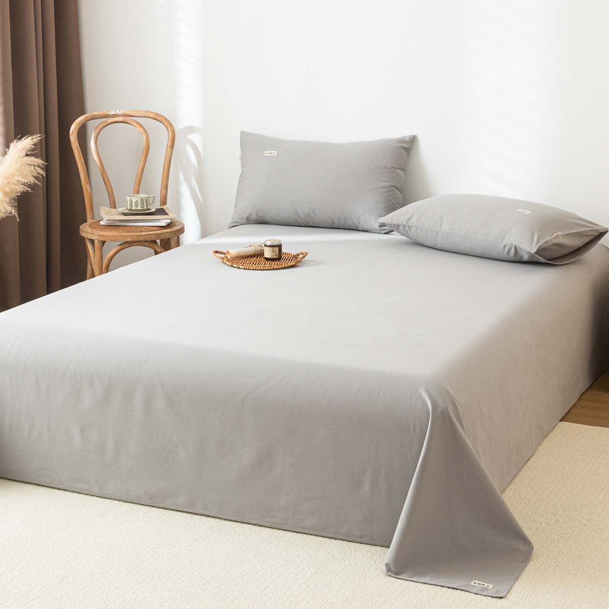 91家纺网 家纺一手货源 找家纺 眠博士 2025新款纯色全棉纯棉磨毛床单单品床单床单单件 磨毛床单-陶瓷浅灰