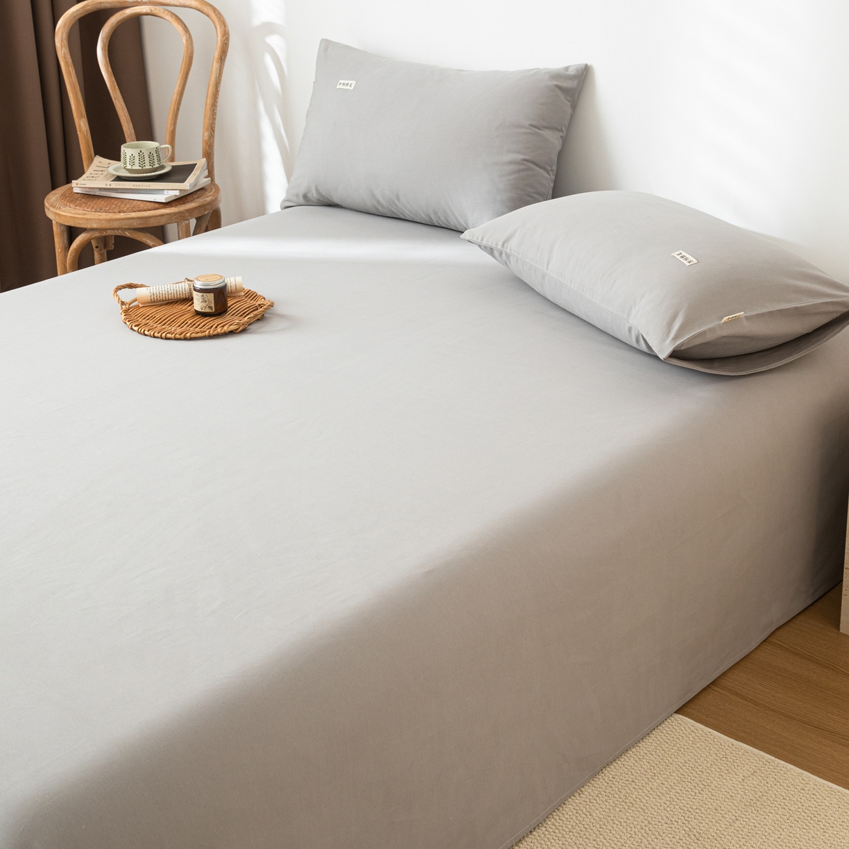 91家纺网 家纺一手货源 找家纺 眠博士 2025新款纯色全棉纯棉磨毛床单单品床单床单单件 磨毛床单-陶瓷浅灰