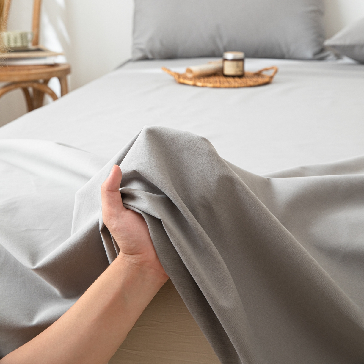 91家纺网 家纺一手货源 找家纺 眠博士 2025新款纯色全棉纯棉磨毛床单单品床单床单单件 磨毛床单-陶瓷浅灰