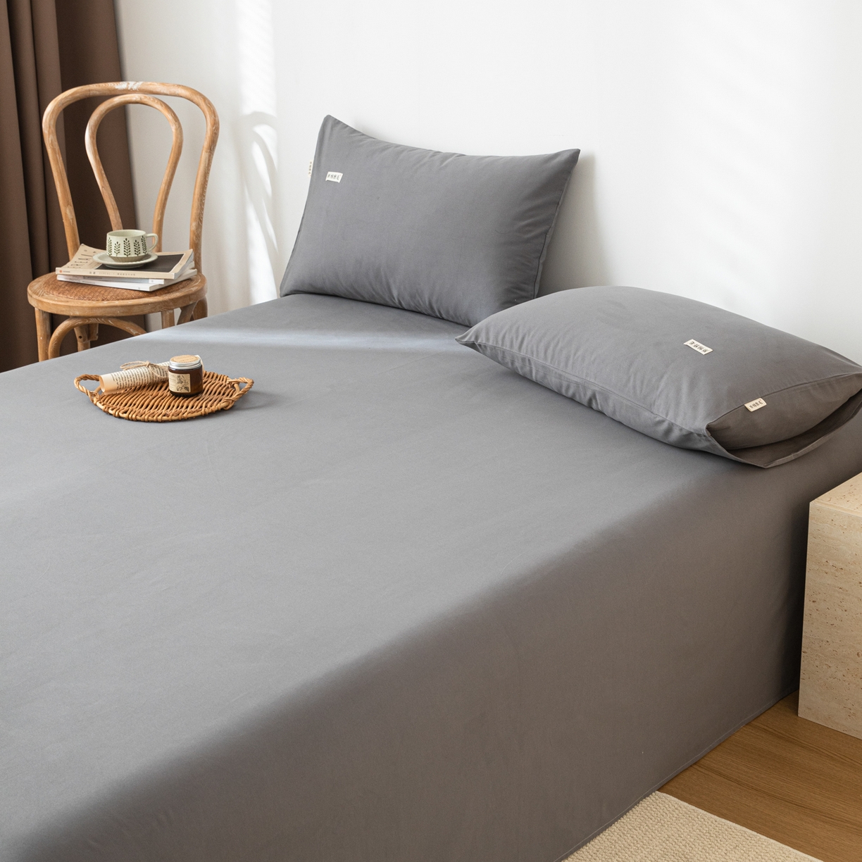 91家纺网 家纺一手货源 找家纺 眠博士 2025新款纯色全棉纯棉磨毛床单单品床单床单单件 磨毛床单-陶瓷深灰