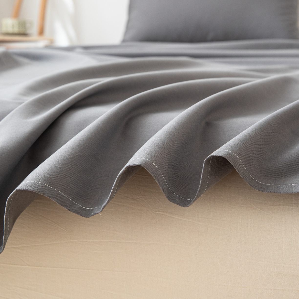 91家纺网 家纺一手货源 找家纺 眠博士 2025新款纯色全棉纯棉磨毛床单单品床单床单单件 磨毛床单-陶瓷深灰