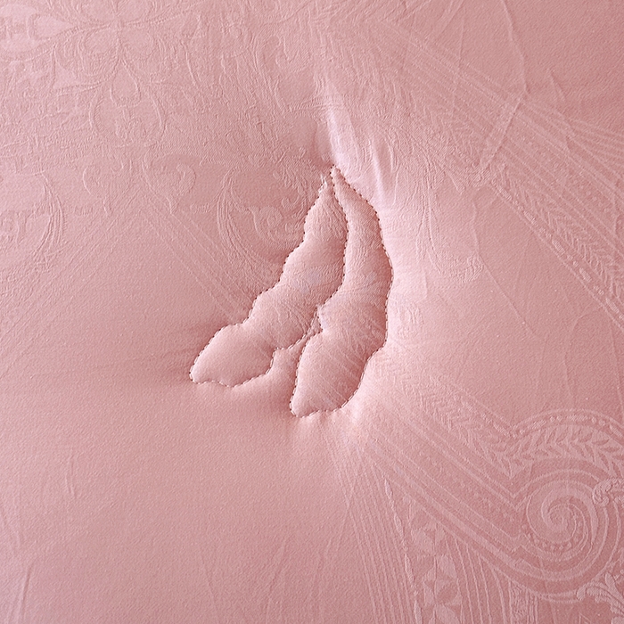 91家纺网 家纺一手货源 找家纺 欧夏家纺 2025秋冬新款长绒棉提花大豆被子母被拉链款二合一被子被芯 胭脂粉