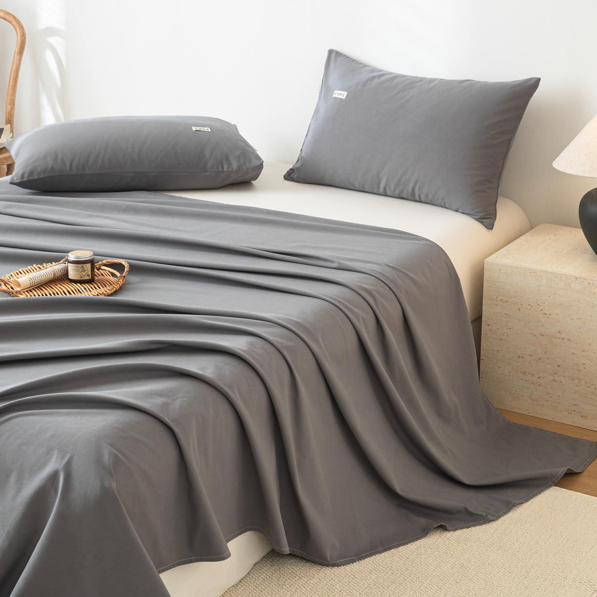 91家纺网 家纺一手货源 找家纺 眠博士 2025新款纯色全棉纯棉磨毛床单单品床单床单单件 磨毛床单-陶瓷深灰